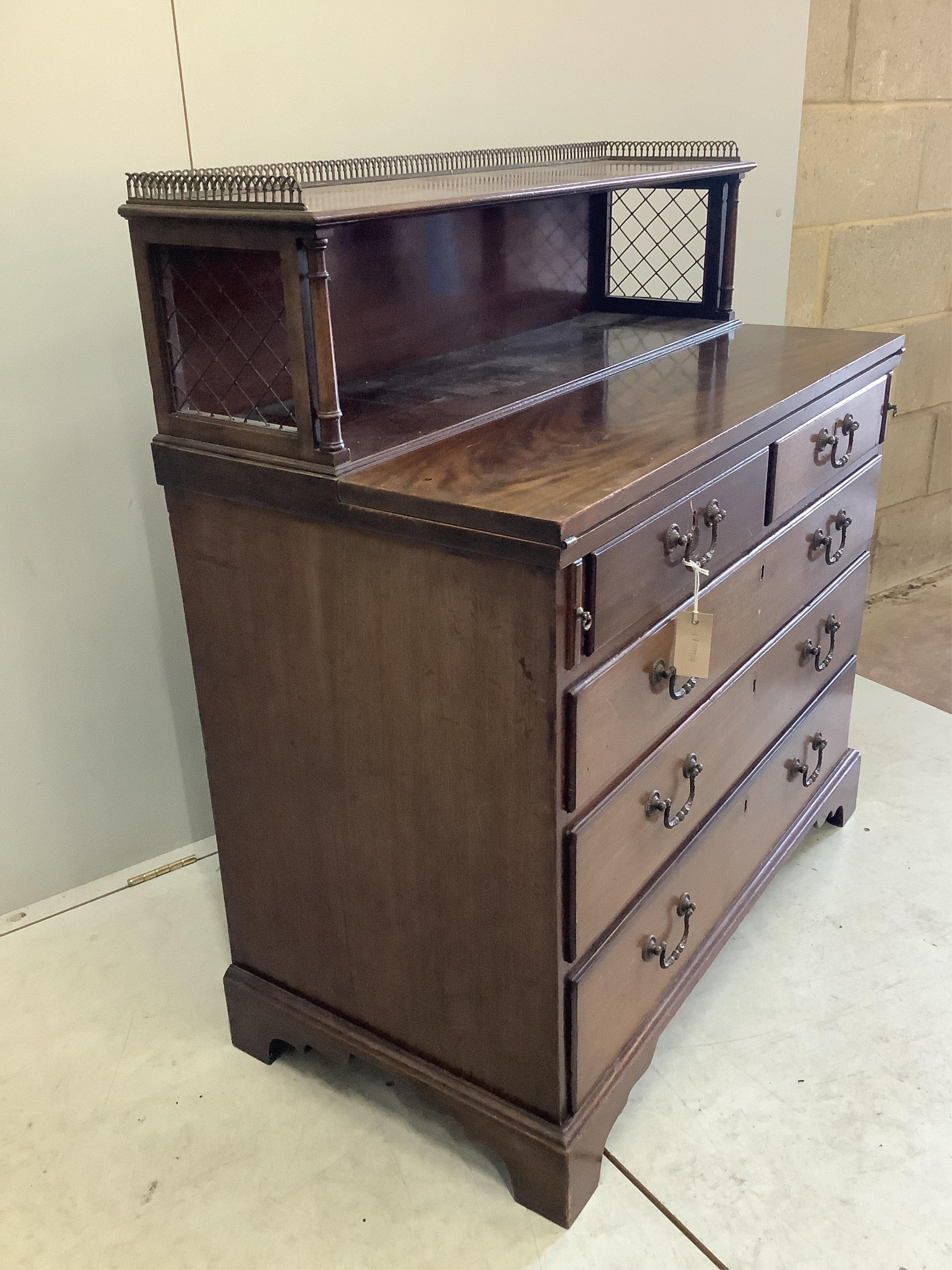 A George III style mahogany secretaire chest, width 93cm, depth 48cm, height 104cm. Condition - fair to good